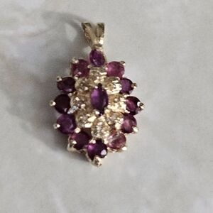 Elegant Gold,Diamonds & Ruby Gemstone Pendant